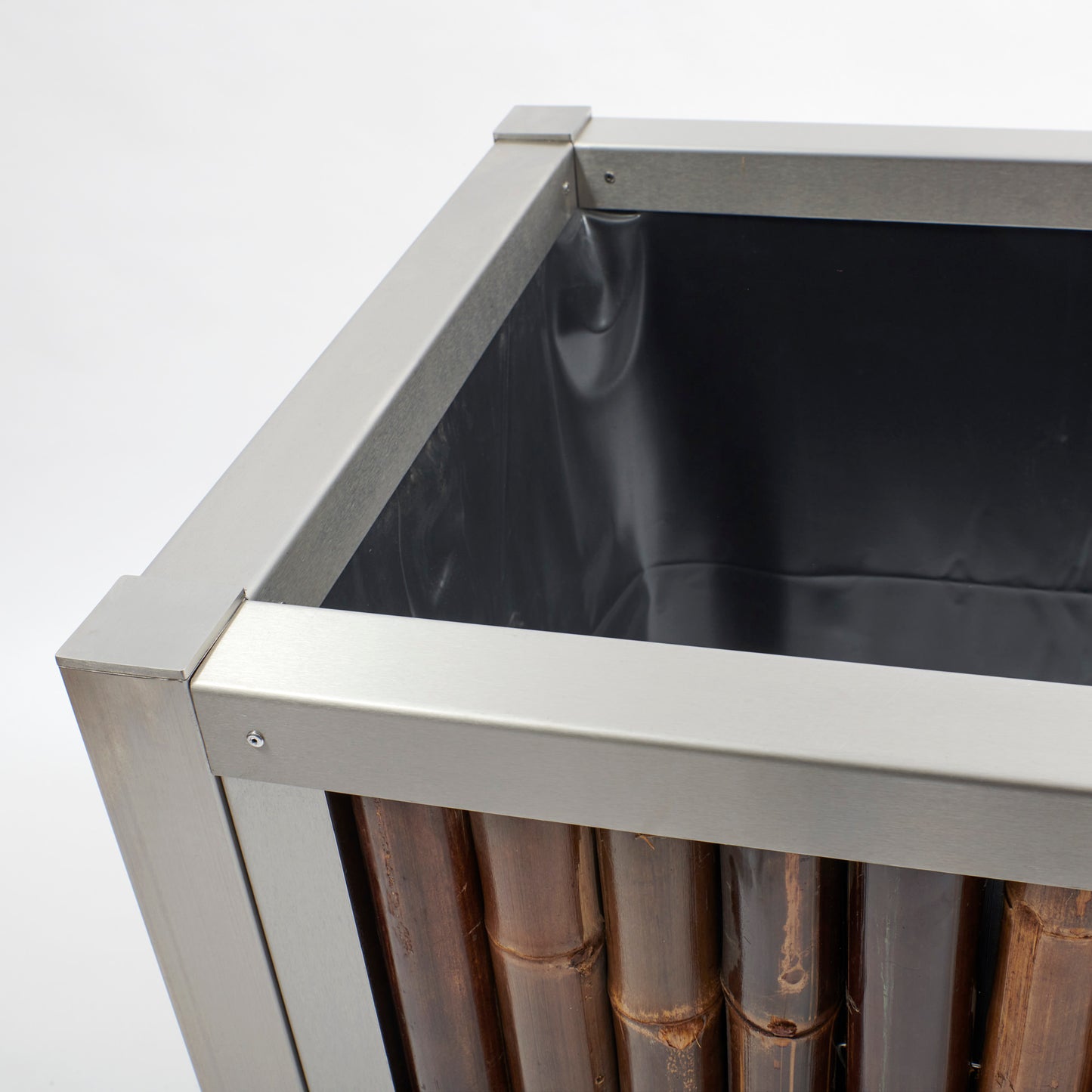 Lit surélevé avec brise-vue - acier inoxydable avec remplissage en bambou clair (différentes tailles)