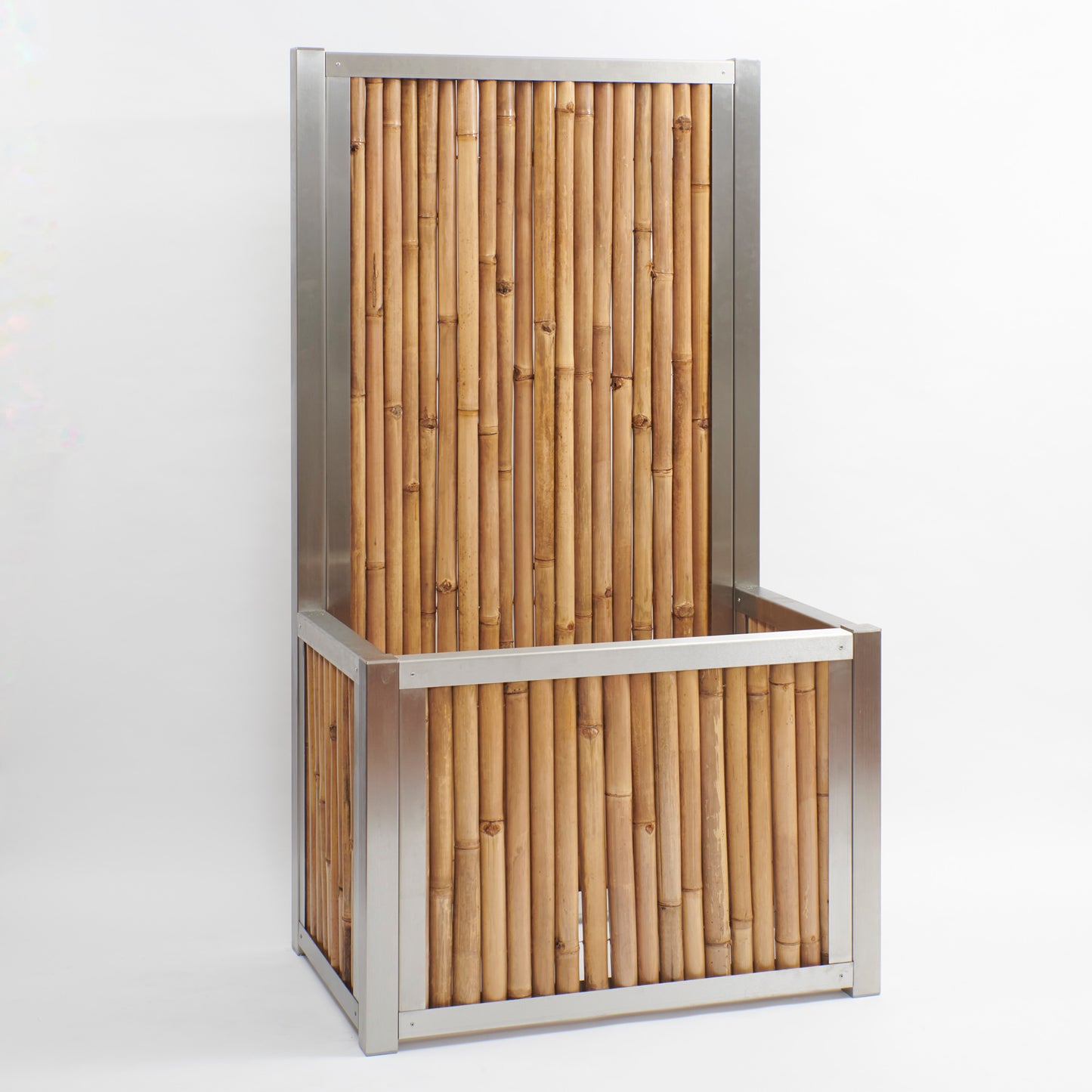 Lit surélevé avec brise-vue - acier inoxydable avec remplissage en bambou clair (différentes tailles)
