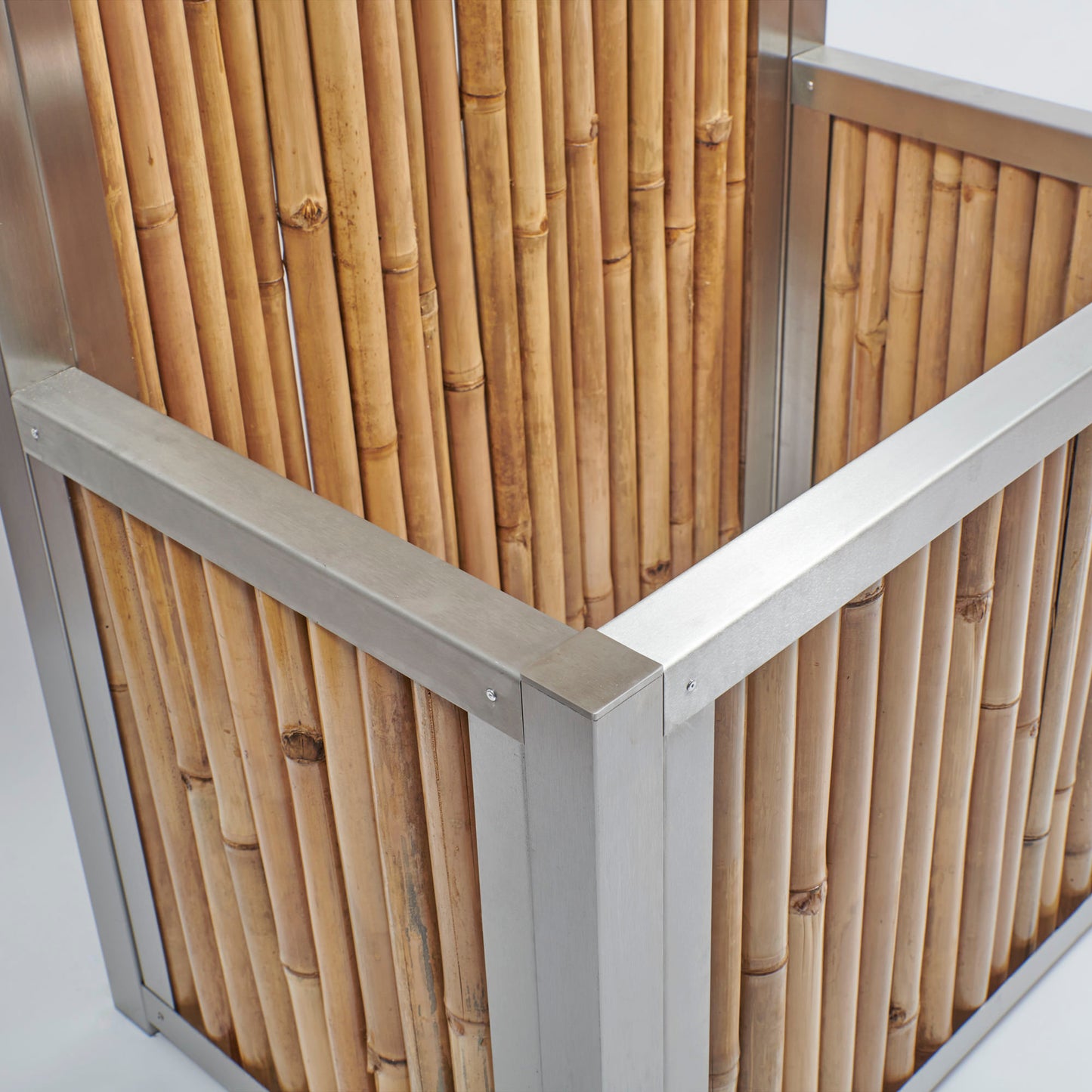 Lit surélevé avec brise-vue - acier inoxydable avec remplissage en bambou clair (différentes tailles)