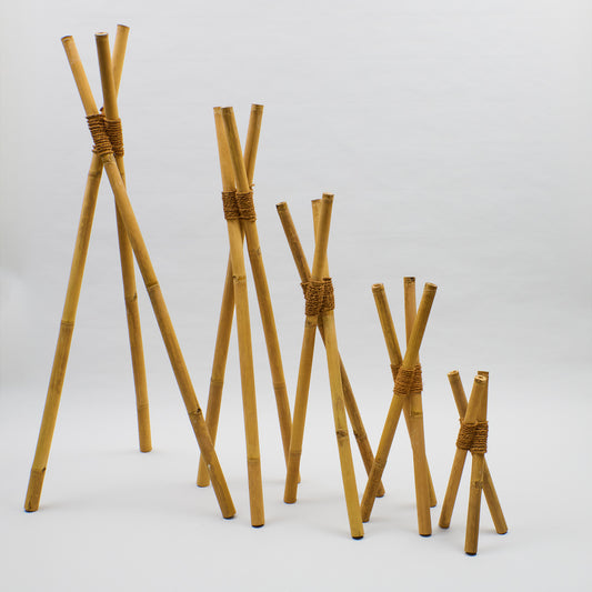 Bambusständer Tripod aus Bambusrohren mit Kokosfaserbindung