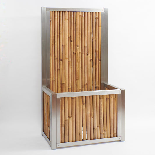 Hochbeet mit Sichtschutz - Edelstahl mit hellem Bambus (verschiedene Größen)