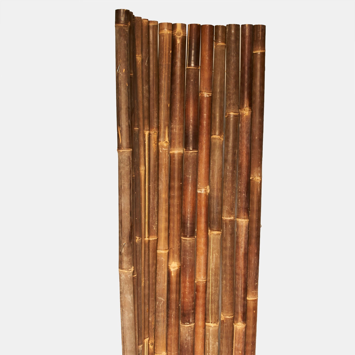 Dunkle Bambus-Rollmatte / Sichtschutz / Wandverkleidung mit Edelstahl oder verzinktem Draht als Verbund - Produktfoto